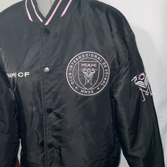 Inter Miami CF Men Bomber Jacket M MLS full snap varsity Jacket black - Picture 2 of 12